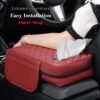 Car Center Console Armrest Cushion with Tissue Box Holder - Black - Image 3