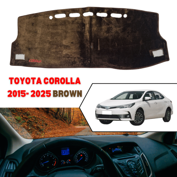 Toyota Corolla 2015-2025 Dashboard Mat - Suede Nonslip Velvet Fur - Brown