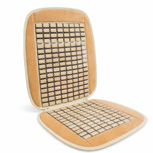 Plush Velvet Flat Massage Wooden Bead Car Seat Cover - Beige - 2pcs