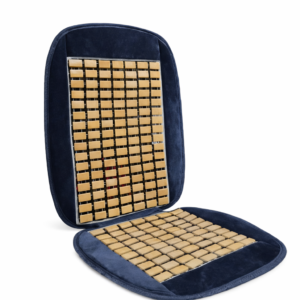 Plush Velvet Flat Massage Wooden Bead Car Seat Cover - Black - 2pcs