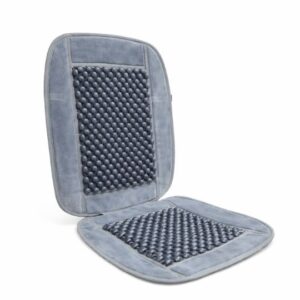 Plush Velvet Round Massage Wooden Bead Car Seat Cover - Grey - 2pcs